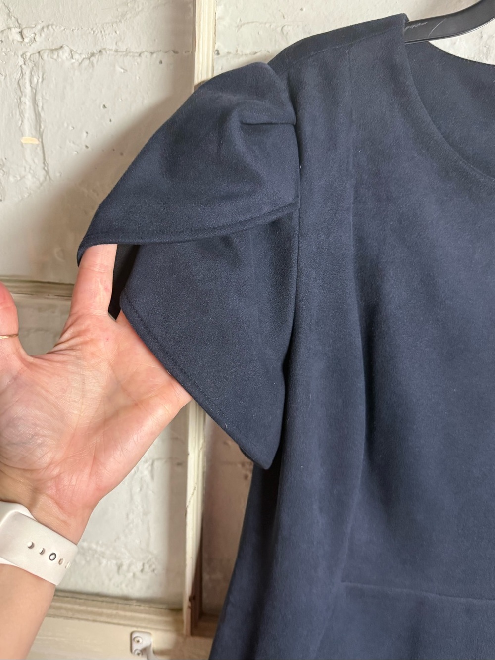 Calvin Klein Navy Puff Sleeve Midi Sheath Dress - Picture 4 of 10